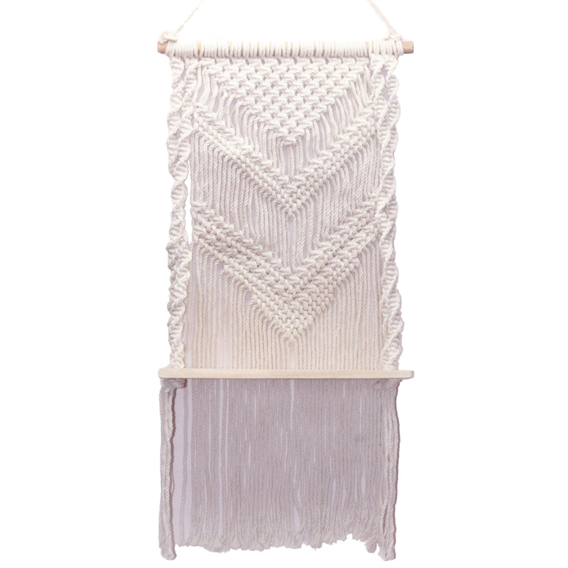 Close up of handcrafted macrame wall hanging knots showing premium cotton cord texture