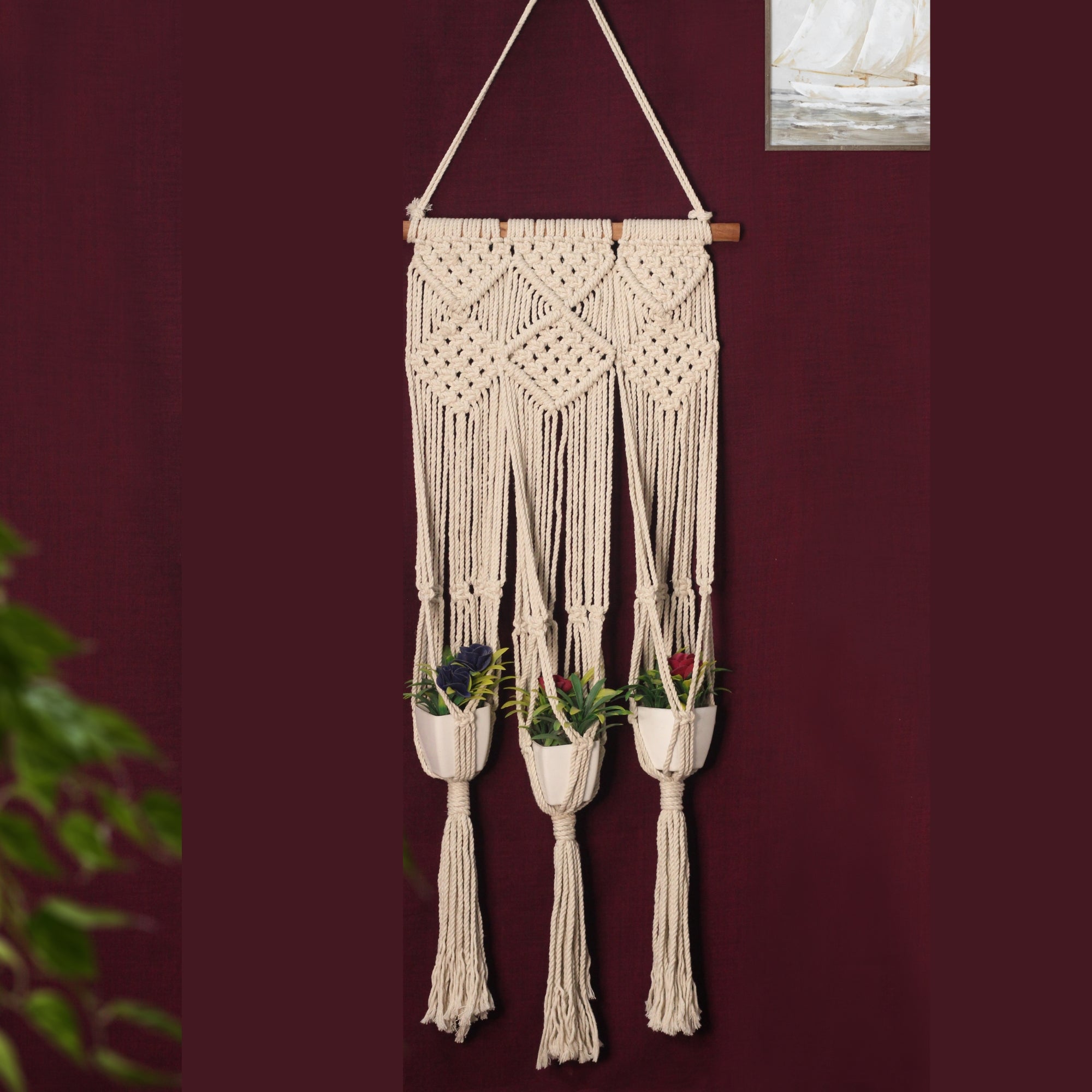 Handmade Macramé Plant Hanger – Stylish & Eco-Friendly Boho Décor by SaaikaCrafts