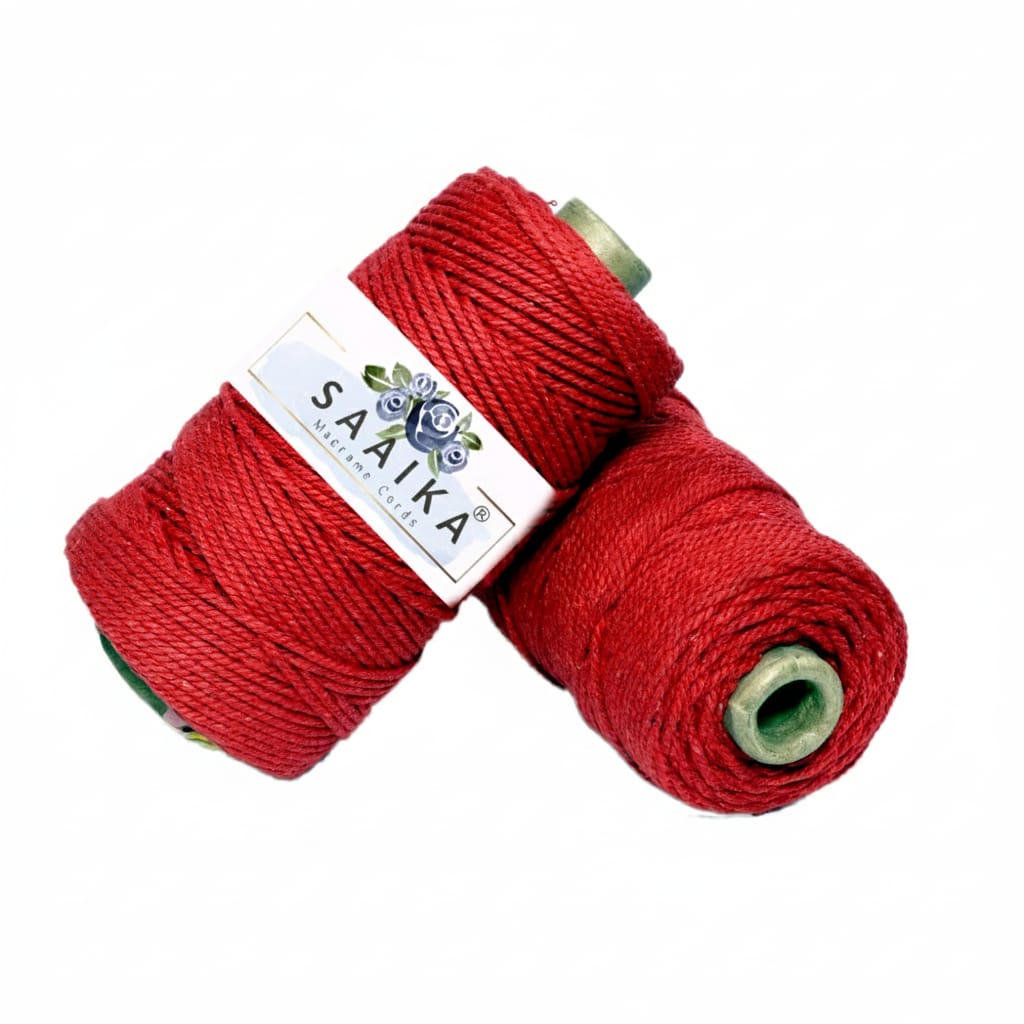 Red macrame cord roll 350 gram 120 meter, 3mm twisted cotton cord for macrame and DIY crafts