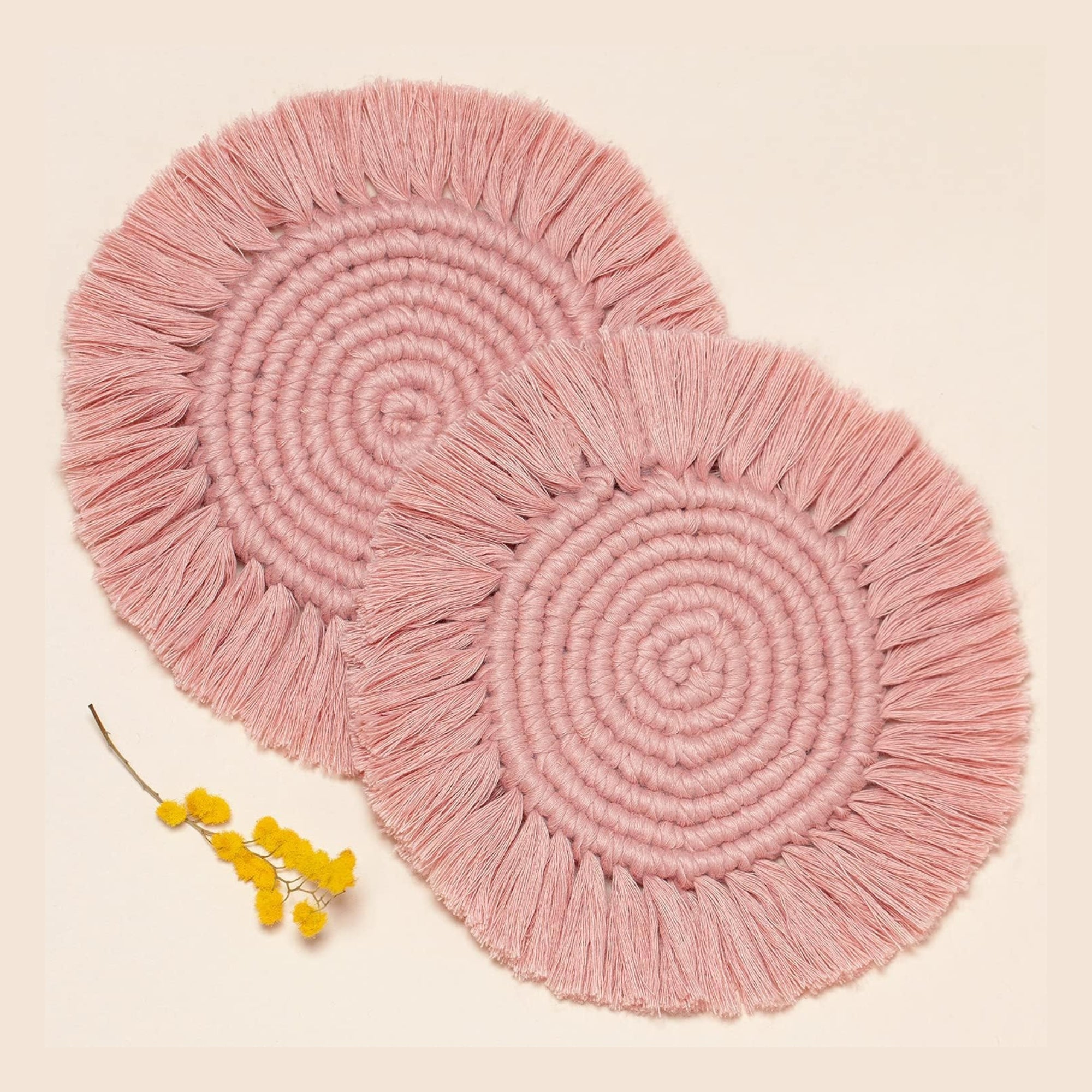 handmade macrame coaster by Saaika Crafts