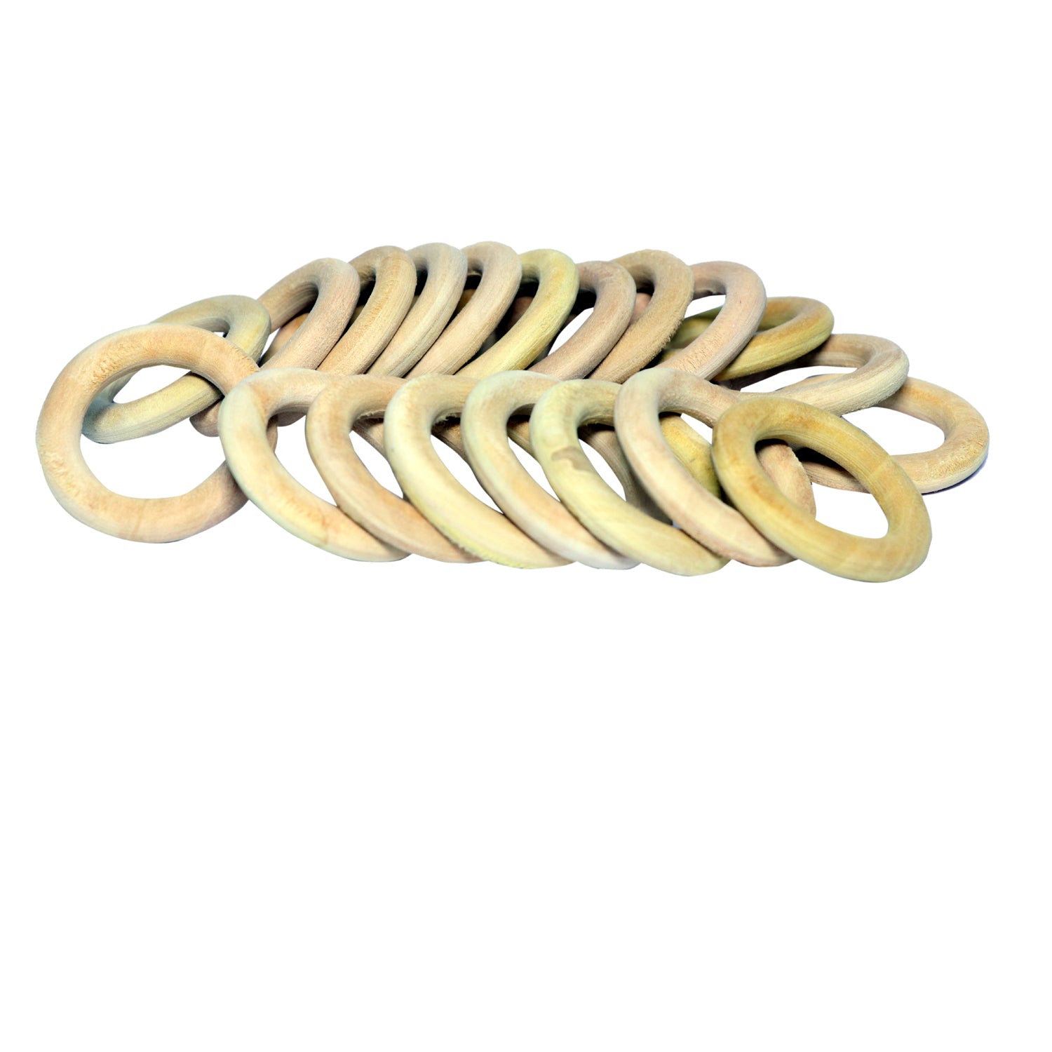 Set of wooden rings on a white background