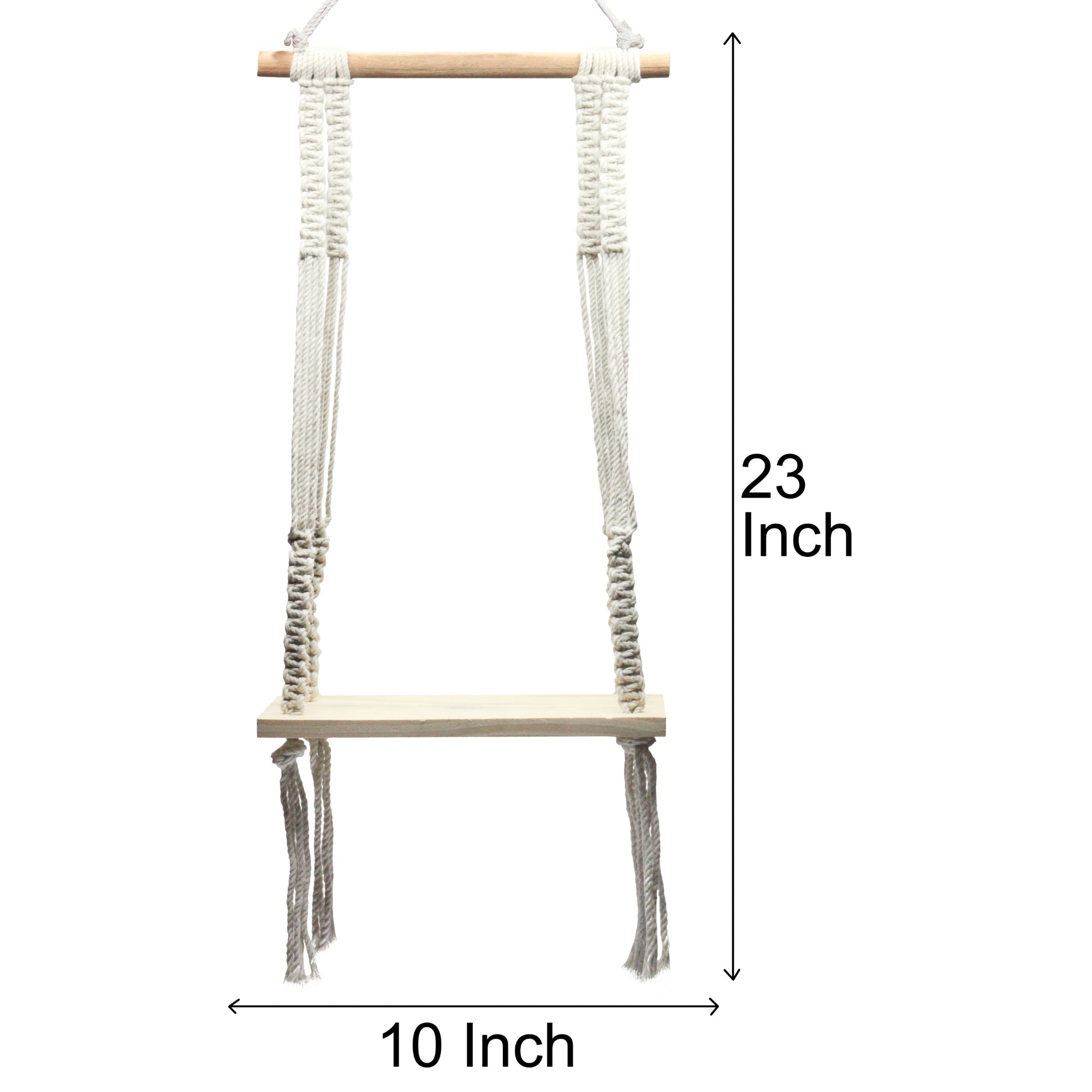 Macrame wall hanging with plank