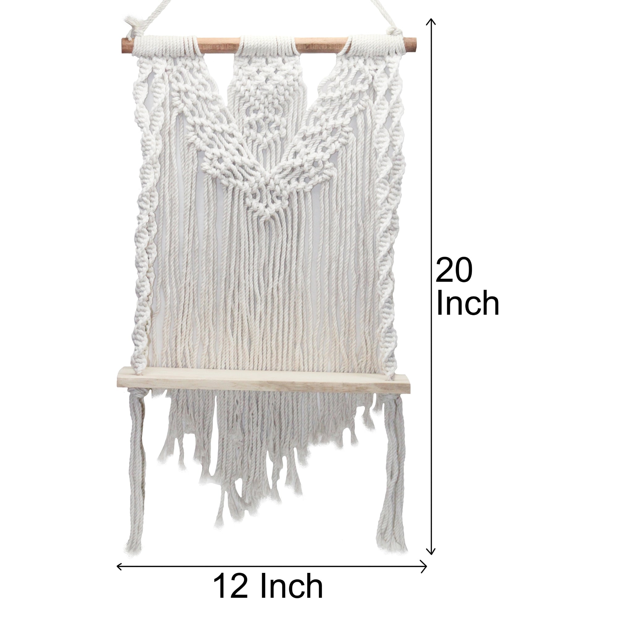Macrame Wall Hanging with Plank & Back Cover – Elegant Cotton Craft