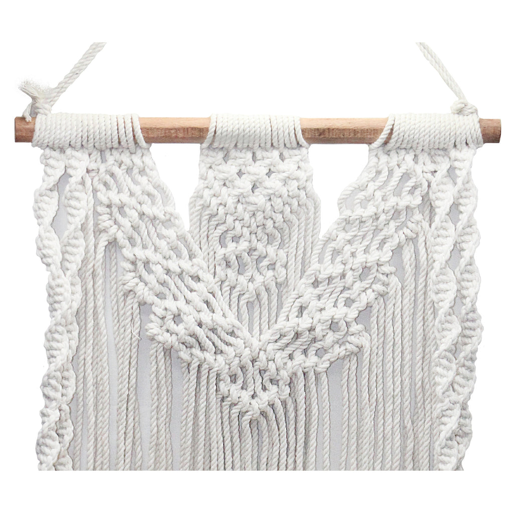 Macrame Wall Hanging with Plank & Back Cover – Elegant Cotton Craft