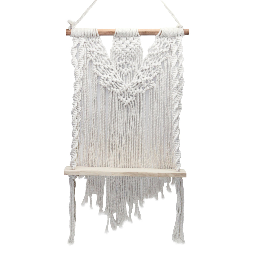 Macrame Wall Hanging with Plank & Back Cover – Elegant Cotton Craft