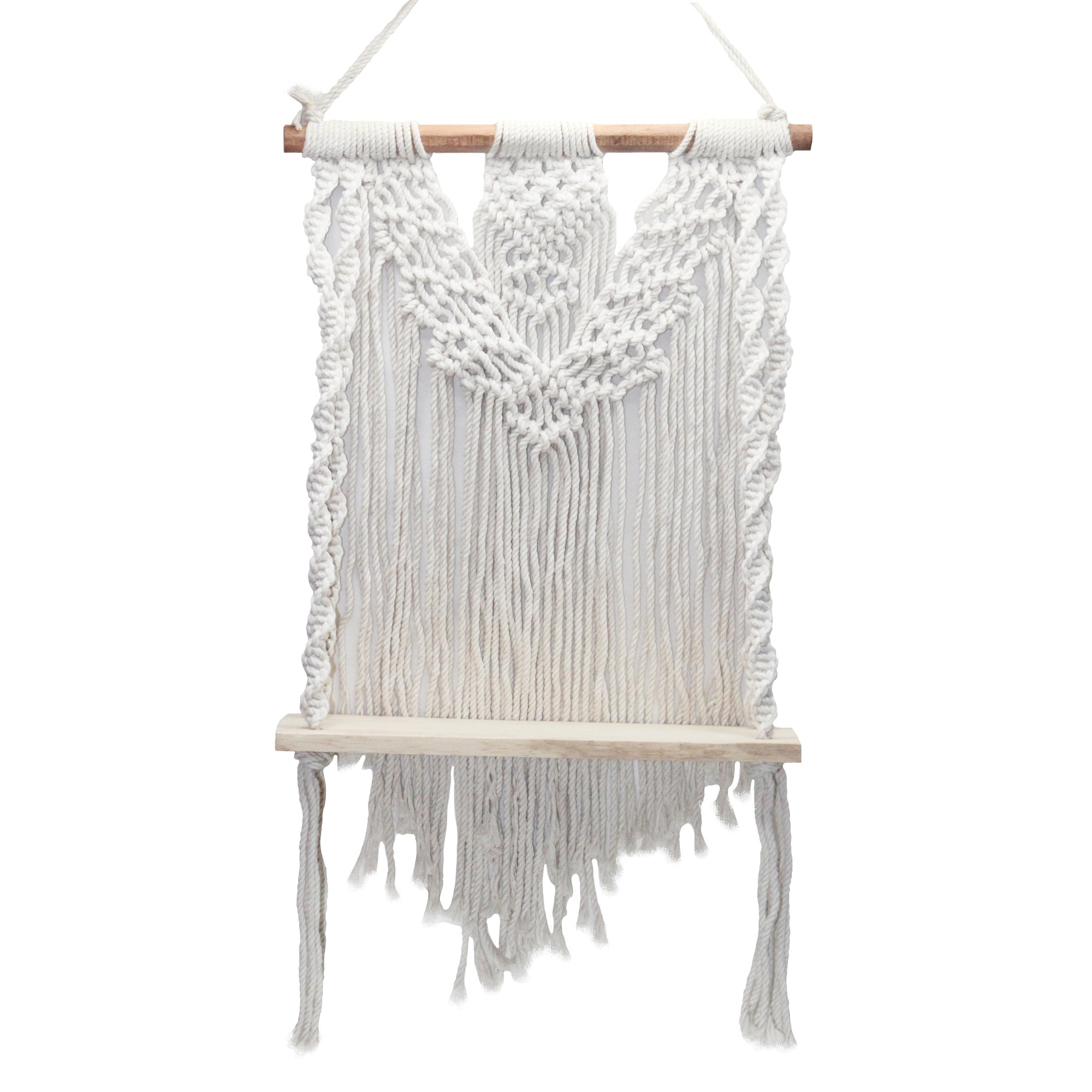Macrame Wall Hanging with Plank & Back Cover – Elegant Cotton Craft