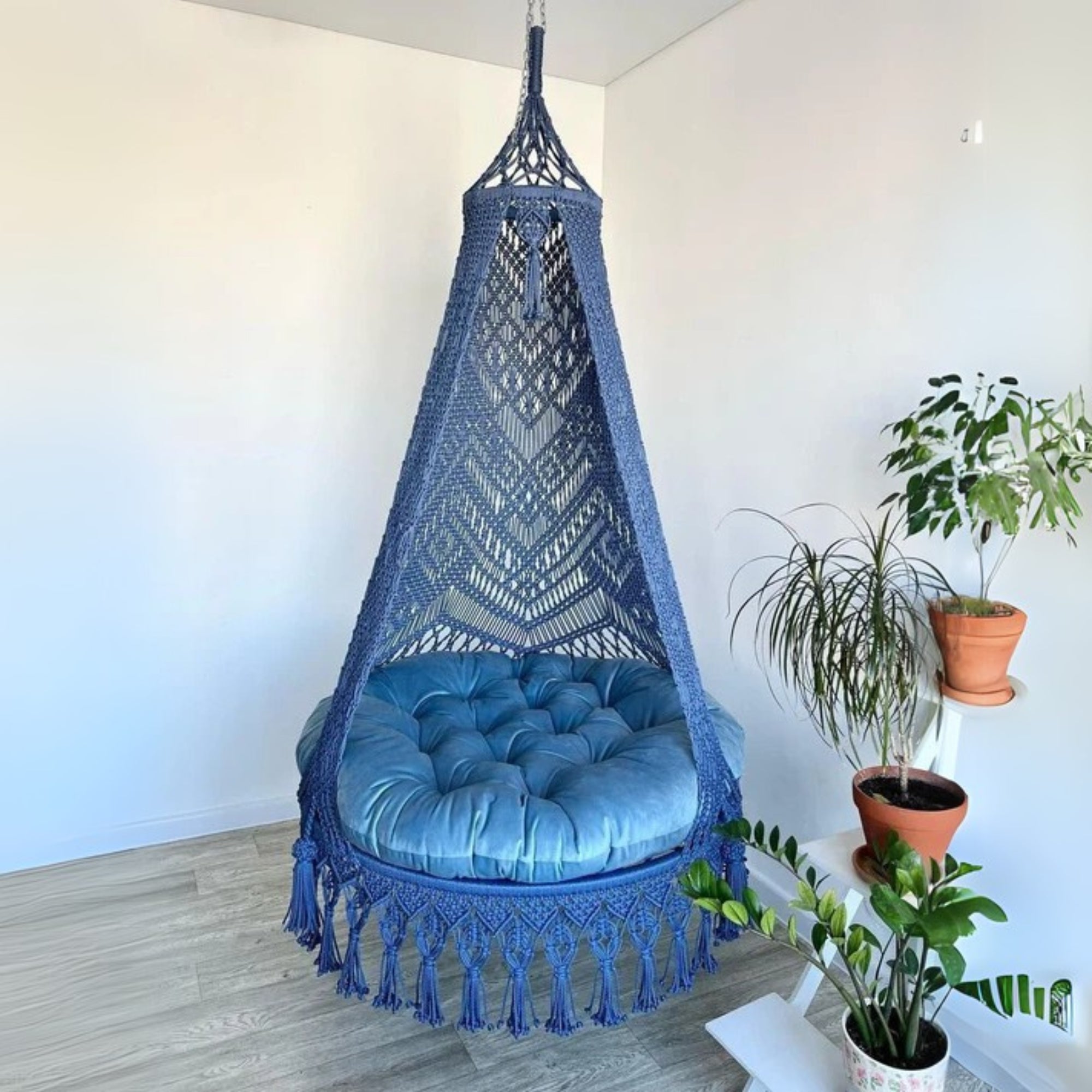 Macrame Hanging Sewing – Beautiful Cotton, Serene Blue