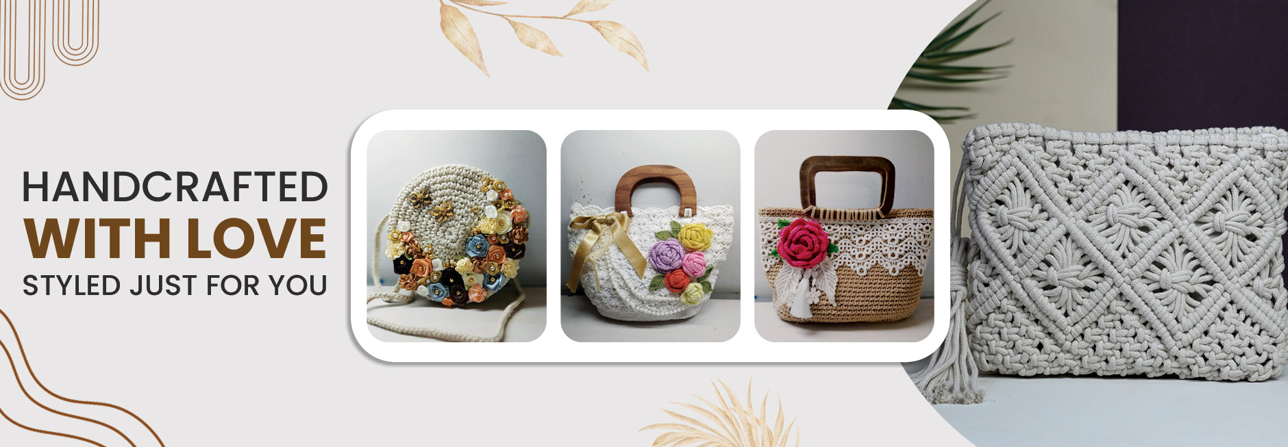 Handcrafted macrame and crochet bags styled with saaika for handmade  fashion and home decor .
