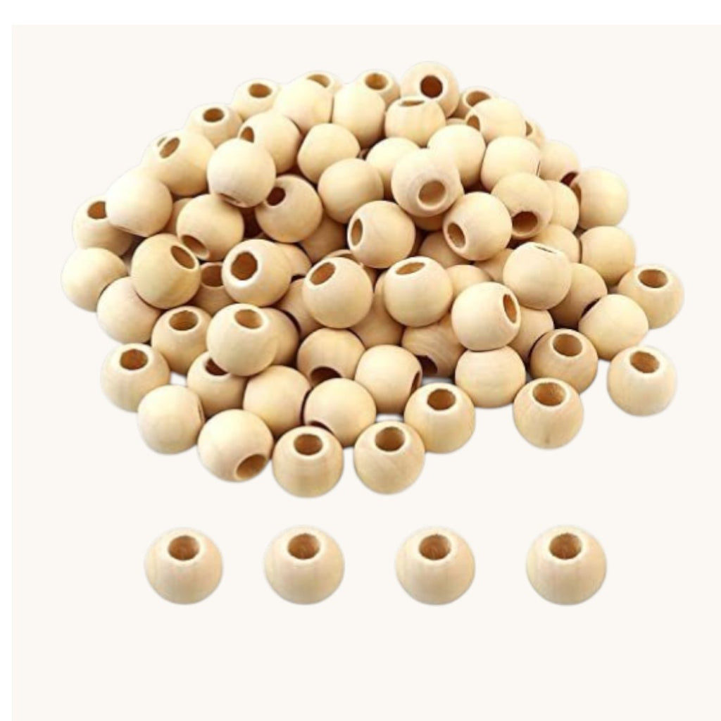 16mm Natural Wooden Beads – Pack of 100 Pieces