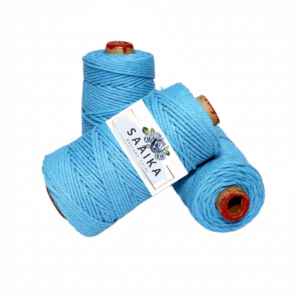 sky blue “Premium quality 3mm macrame cord made from soft cotton for handmade decor and macrame projects”