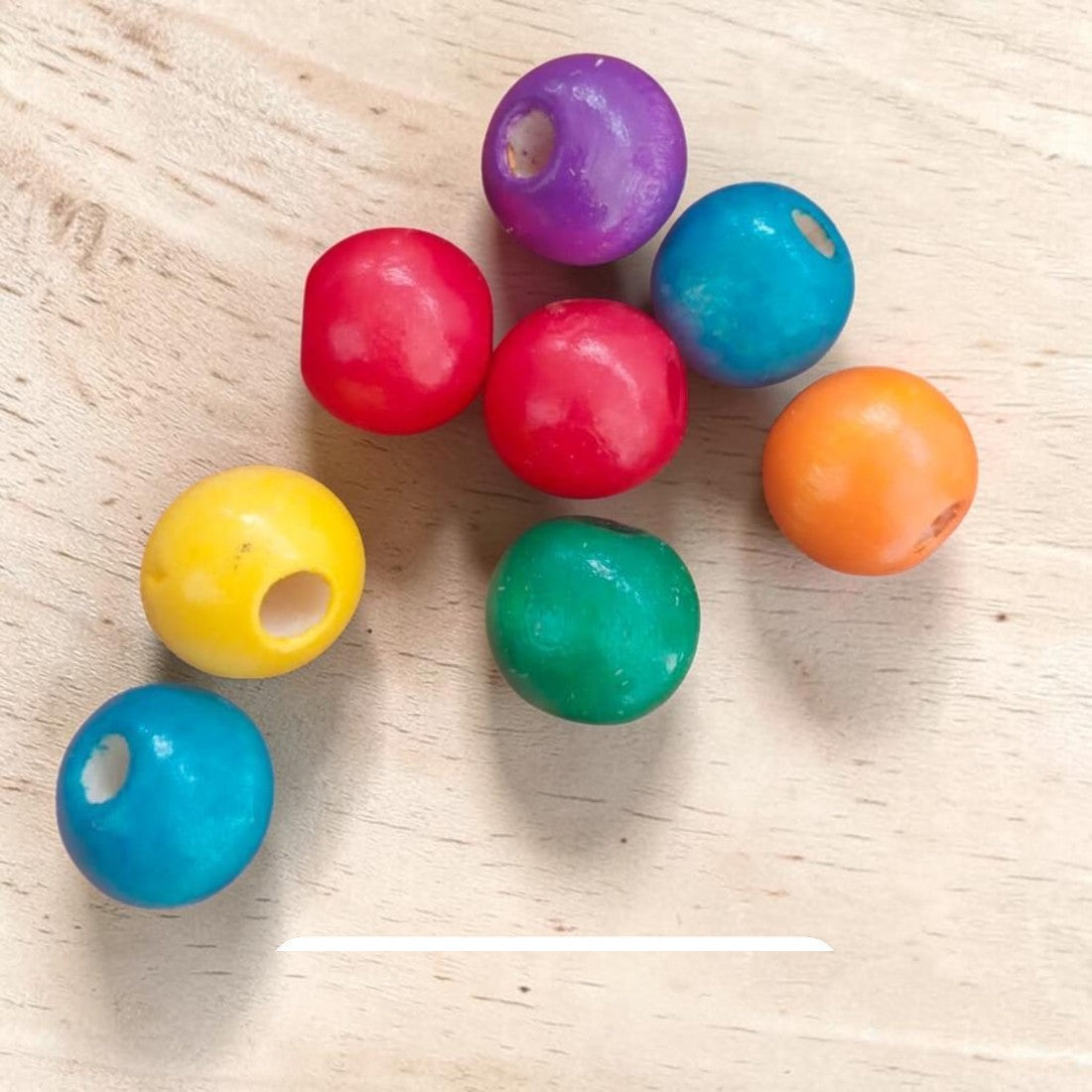 Round Colourful Wooden Beads for Crafts | DIY Jewelry & Macramé Supplies | Multicolor Wood Beads