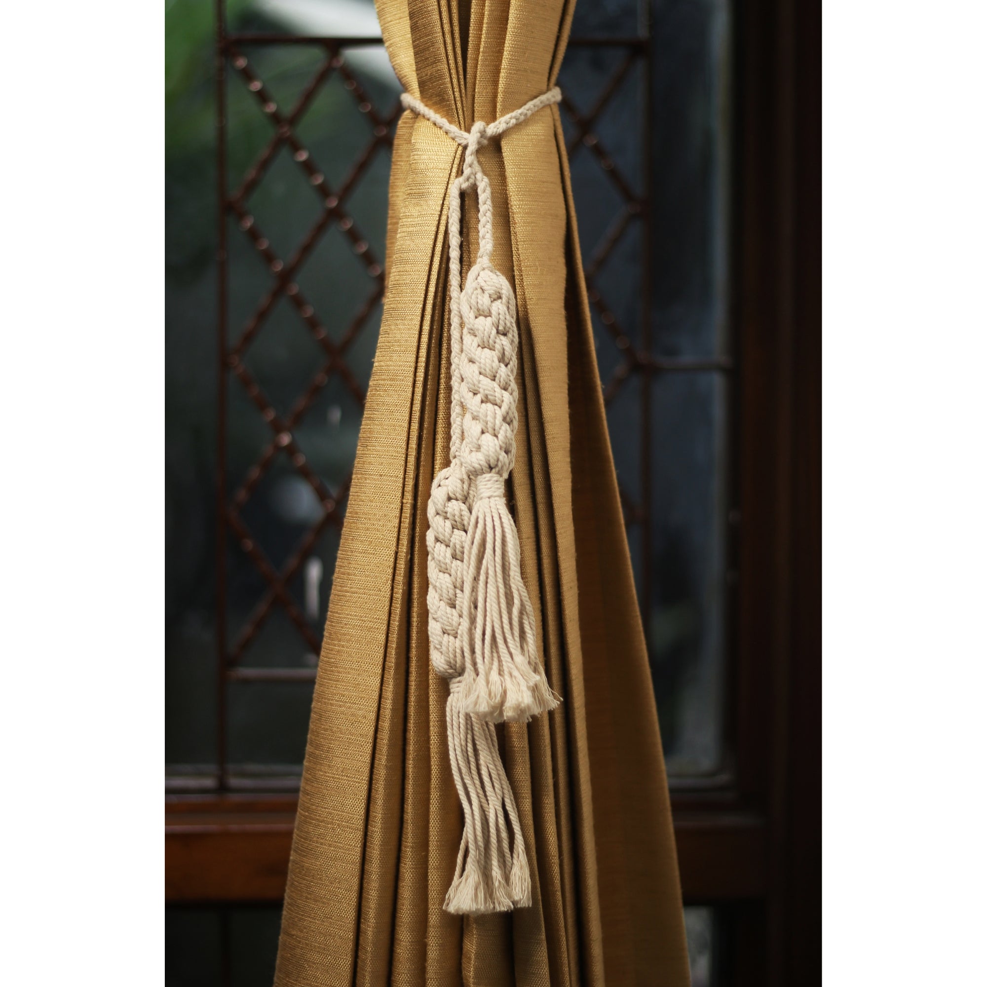 Macrame curtain tie