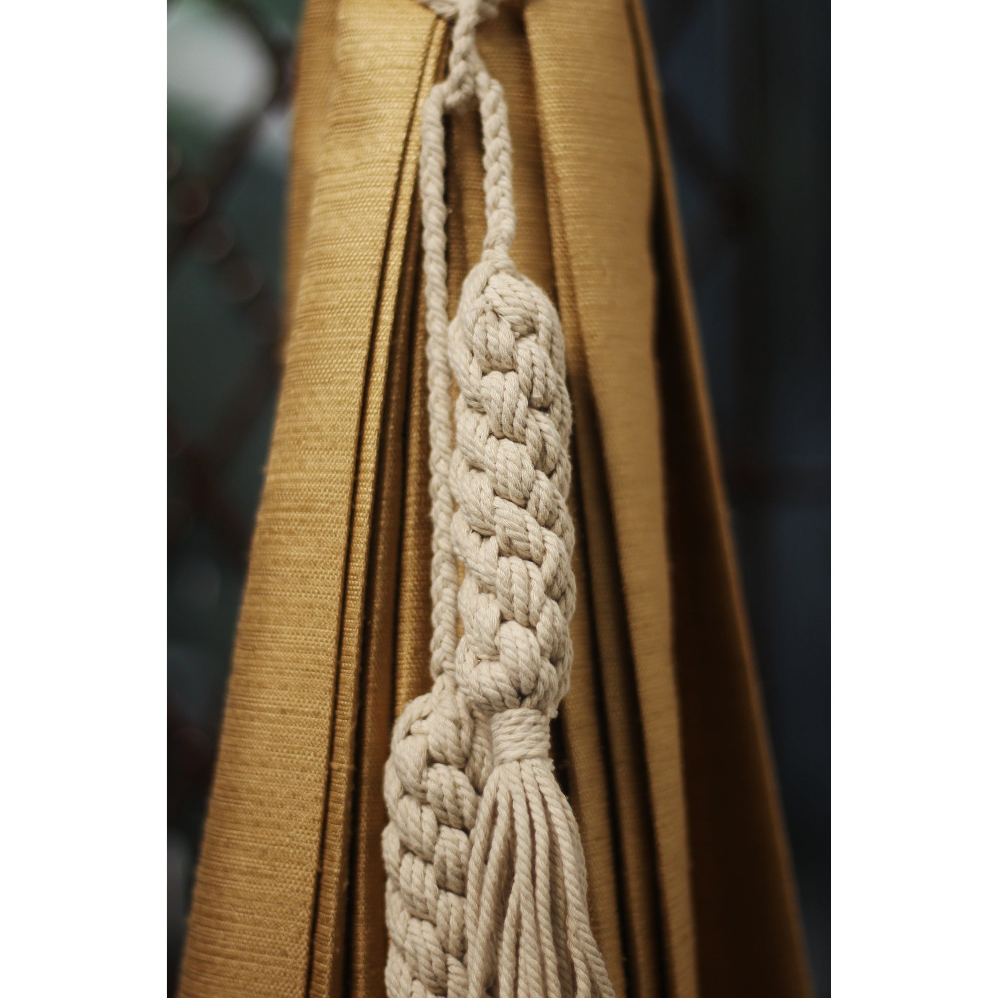 Macrame curtain tie