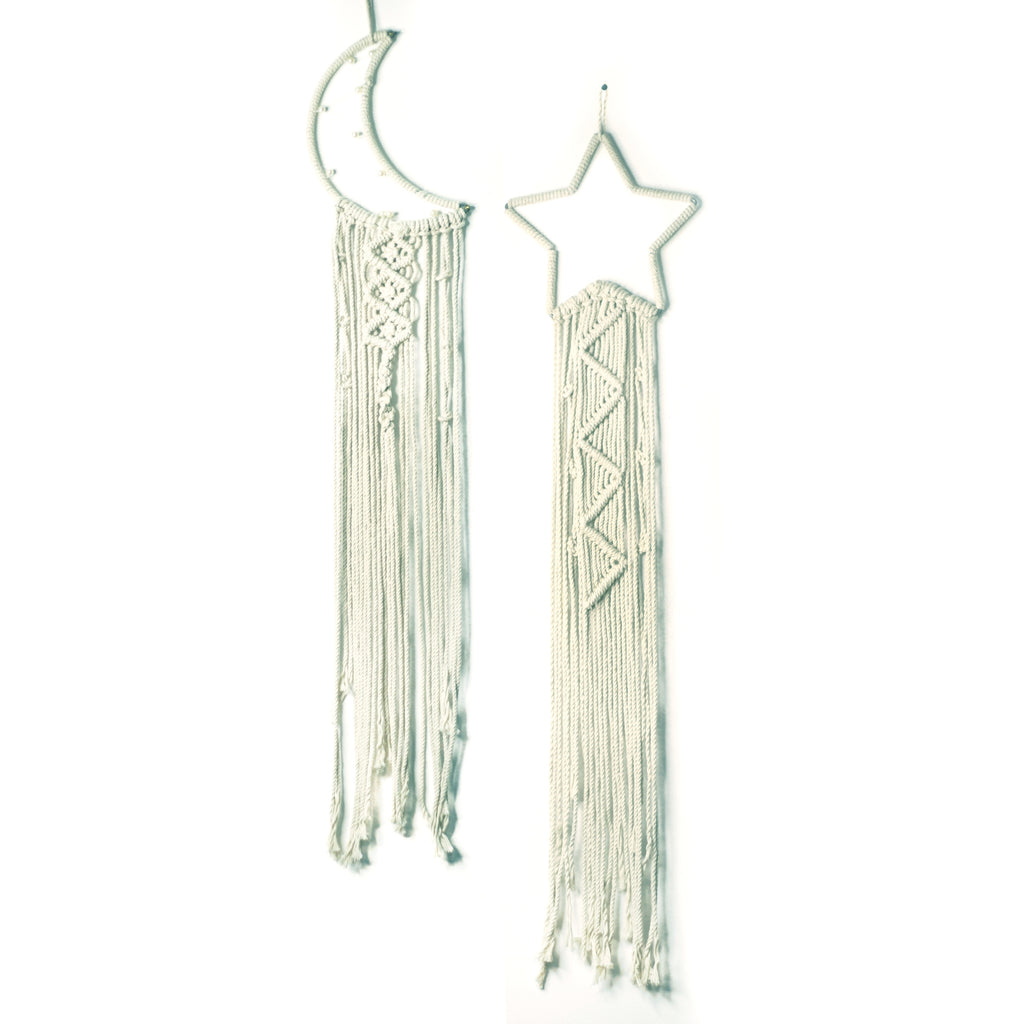 Macrame dream catcher moon and star combo