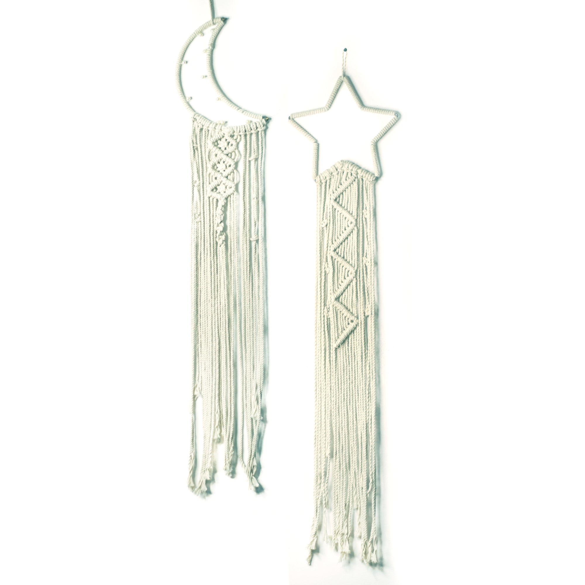 Macrame dream catcher moon and star combo