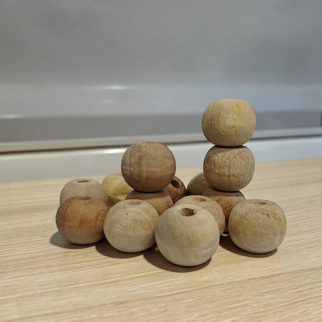 16mm Natural Wooden Beads – Pack of 100 Pieces