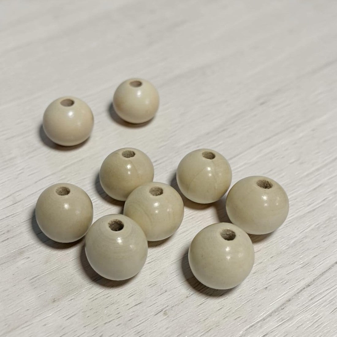 Round White Wooden Beads for Macrame & Craft Work