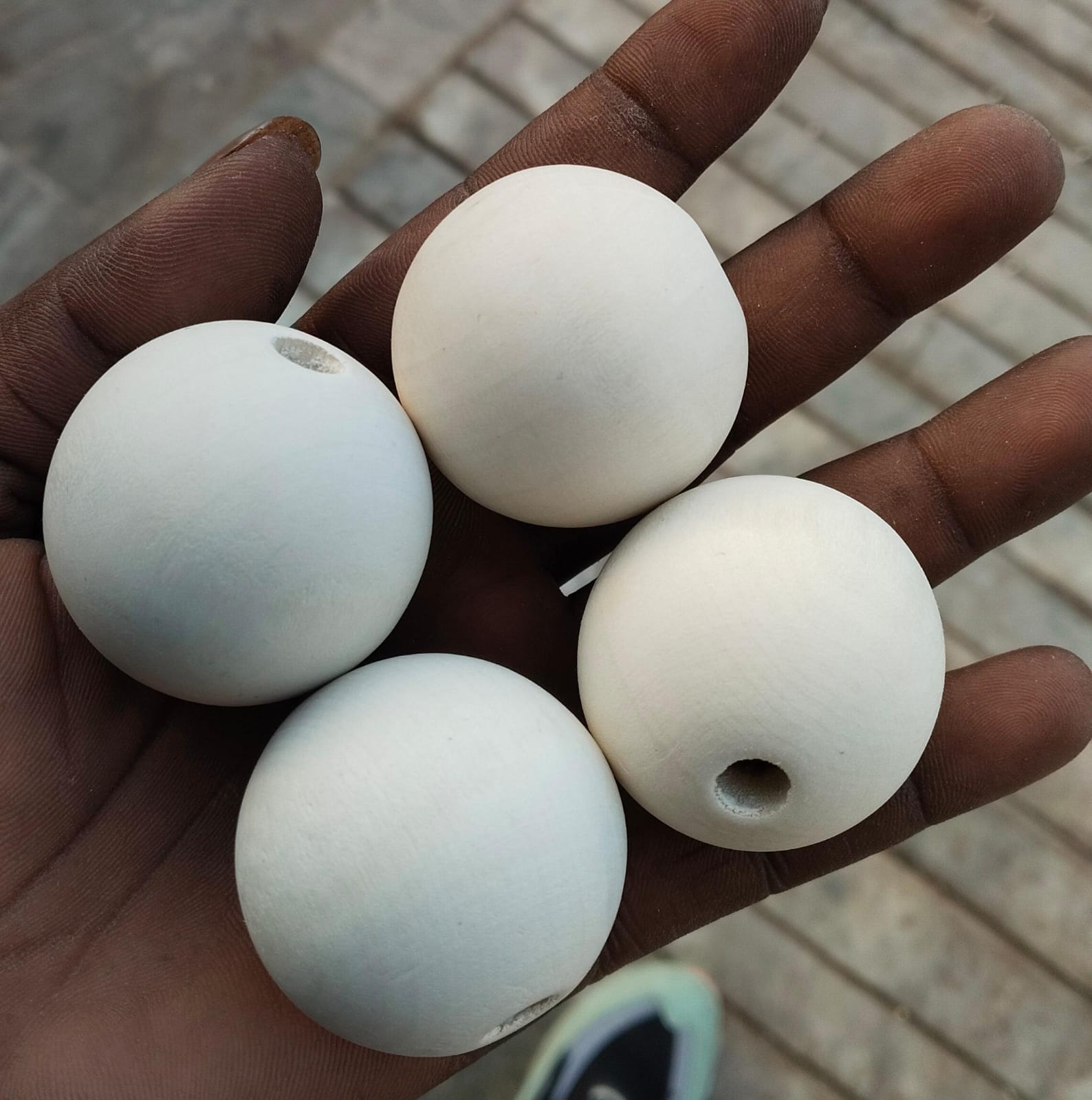 Round White Wooden Beads for Macrame & Craft Work