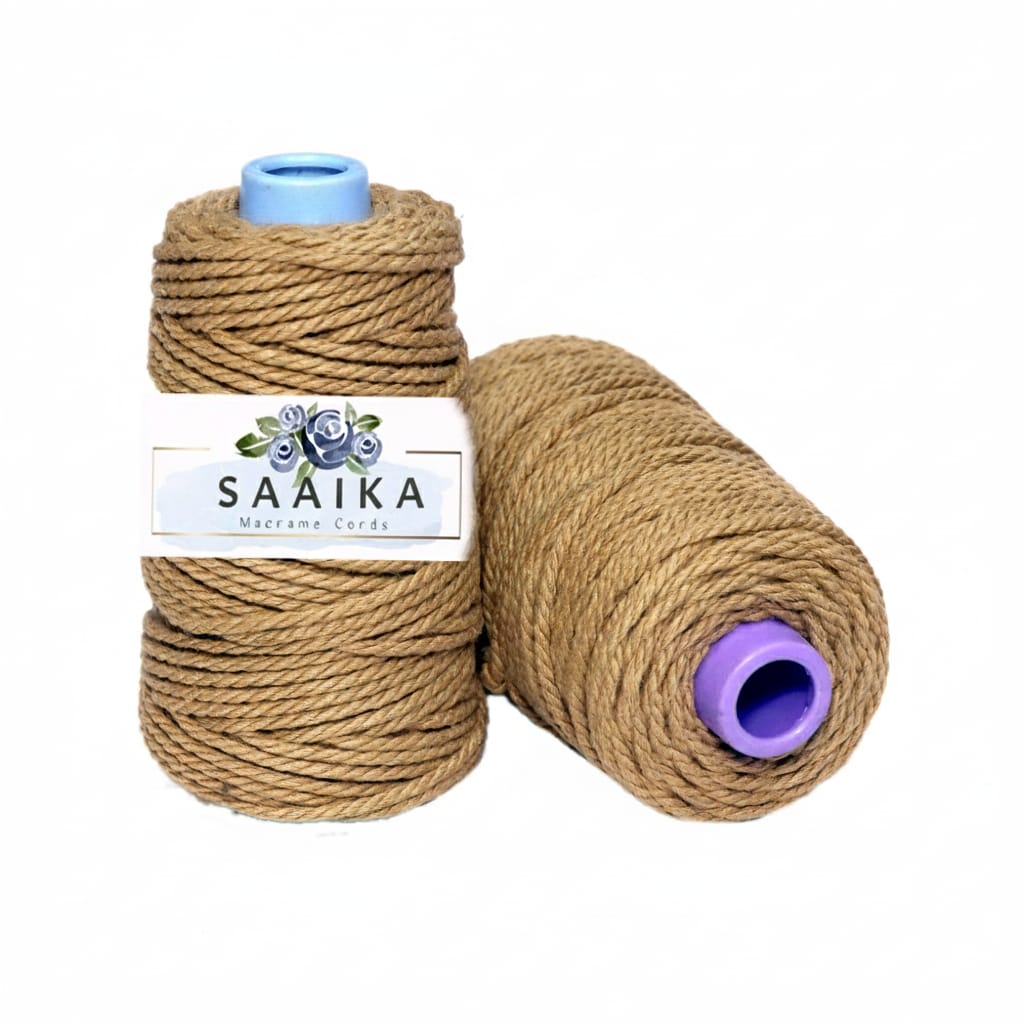 Beige 3mm twisted cotton macrame cord by SAAIKA, 3 ply, 350 gram roll ideal for macrame wall hanging, plant hangers and DIY crafts