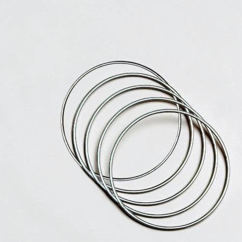 Saaika Crafts silver steel metal rings for macrame, dream catchers, and DIY craft projects on a white background.