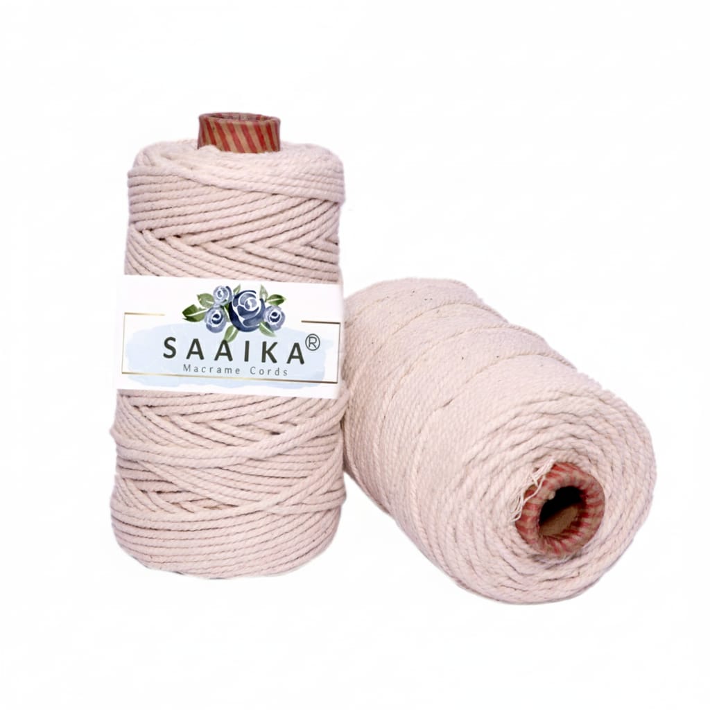 white 3mm 3 ply twisted cotton macrame cord roll by saaika