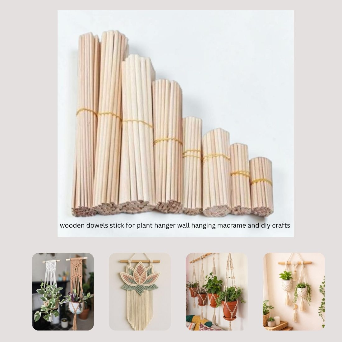 wooden dowels for macrame and crafts