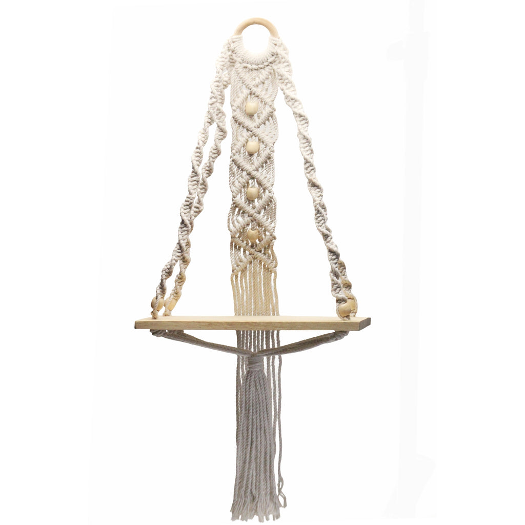 Macrame wall  hanging wooden rings with plank