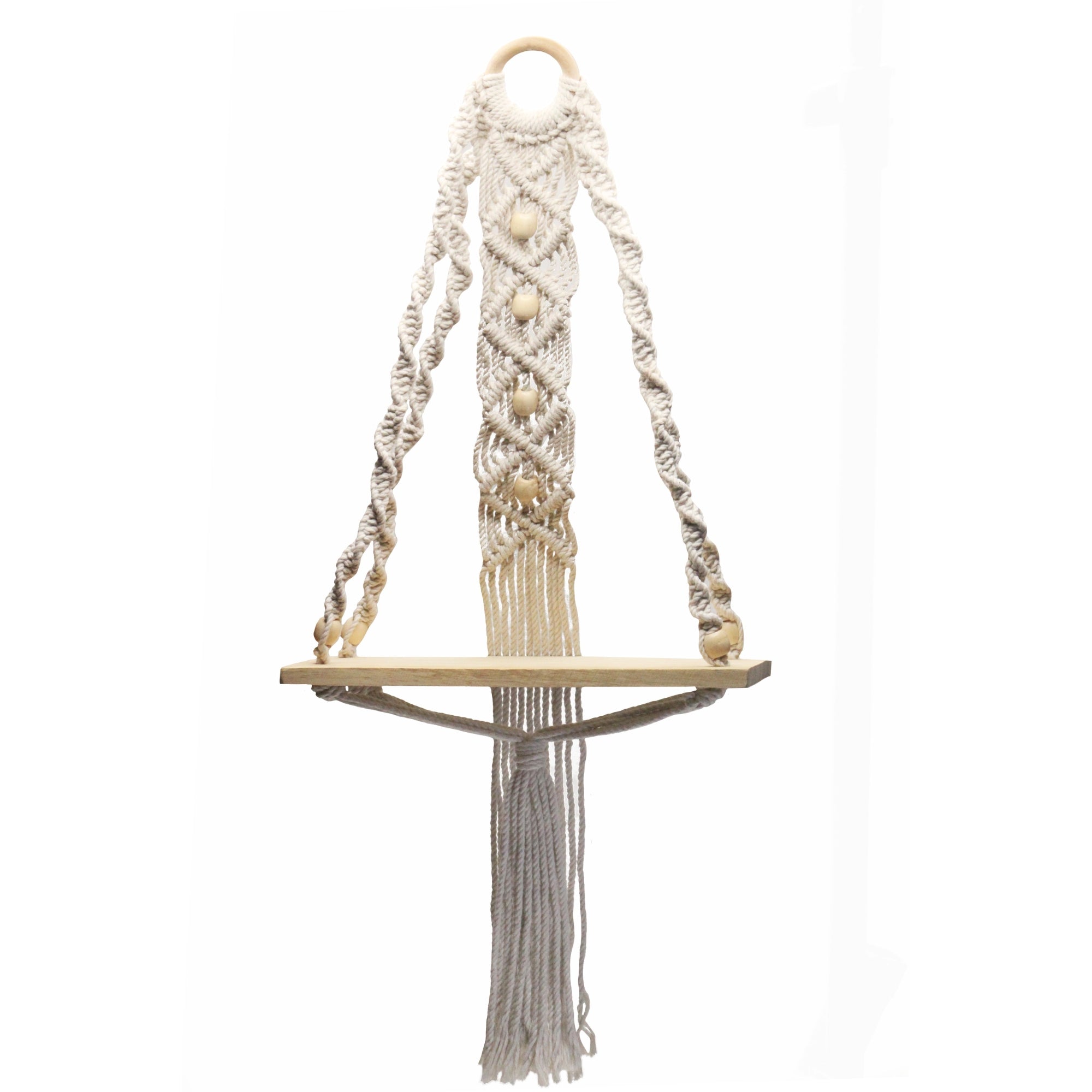 Macrame wall  hanging wooden rings with plank