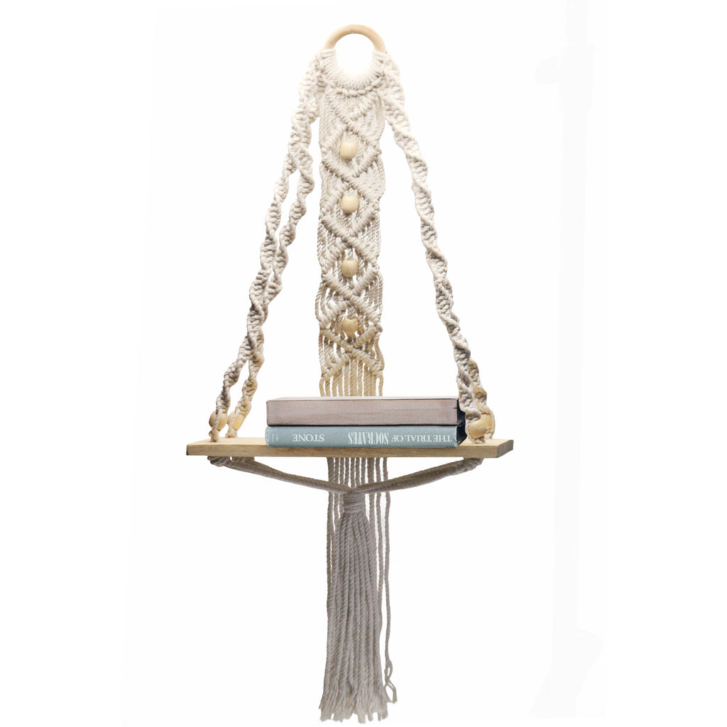 Macrame wall  hanging wooden rings with plank