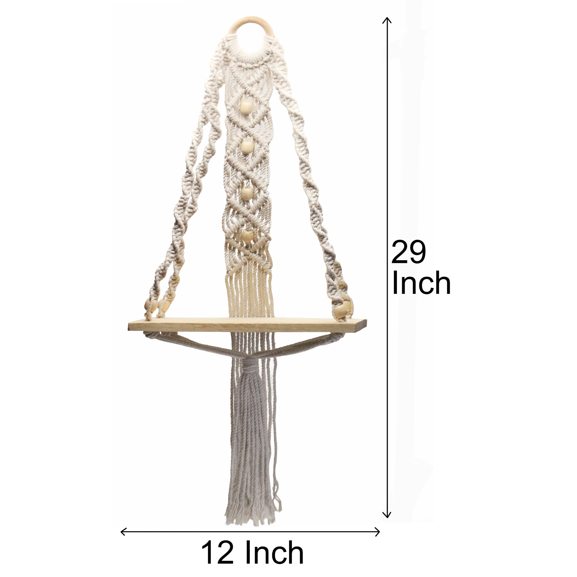 Macrame wall  hanging wooden rings with plank